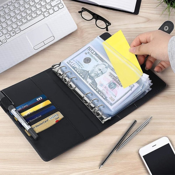 Pu Leather Notebook Binder Refillable 6 Ring Binder For A6 Filler Paper Black