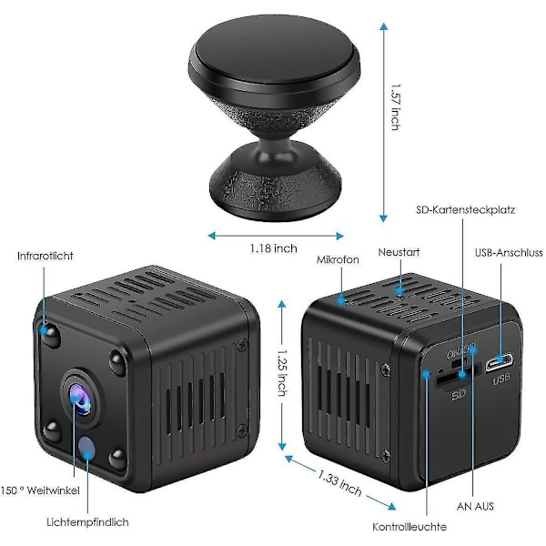Mini 1080p Hd Surveillance Camera - Long Battery Life - Small Indoor Wifi Security Camera - With Motion Sensor - Night Vision Camera (black)high Quali