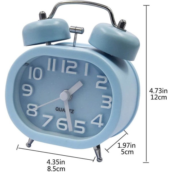 Retro Silent Quartz Alarm Clock, Morning Alarm Clock Analogue Travel Bedside Clock Metal
