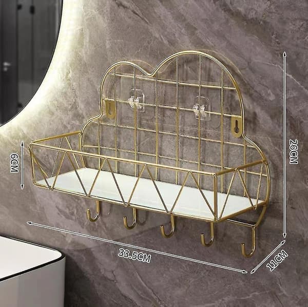 Badeværelseskrog med sky-design uden huller, opbevaringshylde