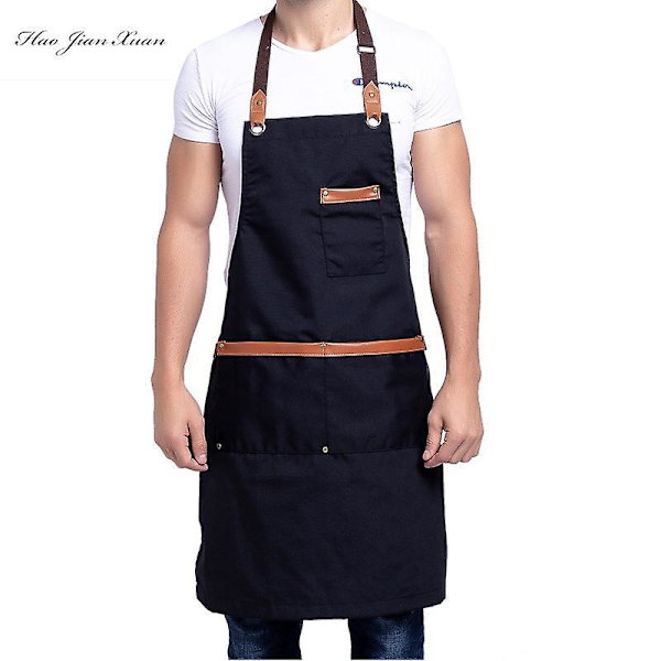Unisex Arbeidsforkle Canvas Forkle Bib Justerbart Kjøkkenforkle style 5
