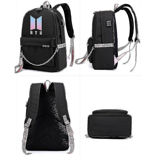 Backpacks Bts Backpack Cute Usb Charging School Bag Color-1