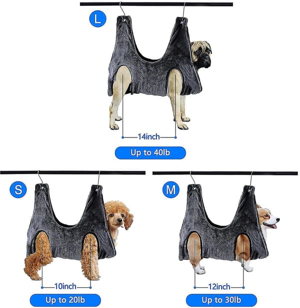 2 In 1 Pet Grooming Nail Trimming Hammock Helper Drying Towel Restraint Bag Grey M