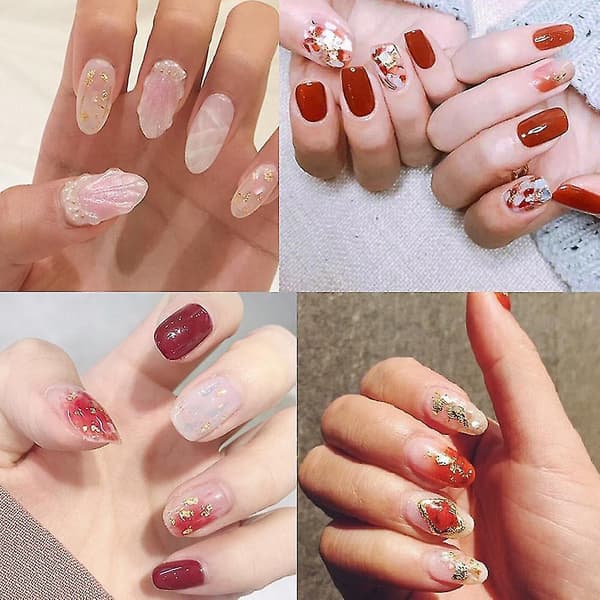 Foil Nail Sets Accessories, Nail Sequins, Flakes And Mirror Effects | Gold And Silver