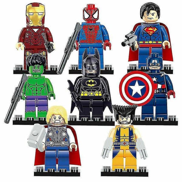 2023-8 stk. Batman Hulk Superman Mini Figurer Byggeklodser Legetøj
