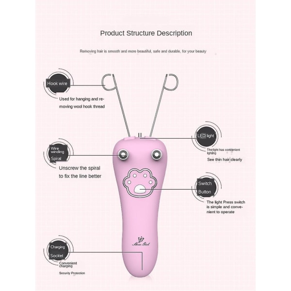 Female Face Remover Face Extractor Facial Hair Remover Beauty Care Machine Cotton Thread Epilator White