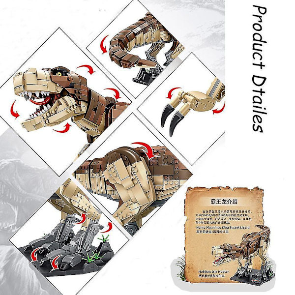 Jurassic Dinosaur Figurer Klodser Tyrannosaurus Rex Byggeklodser Mosasaurus Moc Legetøj Julegaver Til Voksne Børn Drenge Uden Original Æske