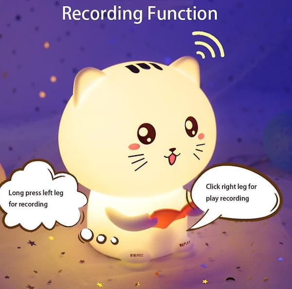 Remote Control Cartoon Silicone Cat Night Light