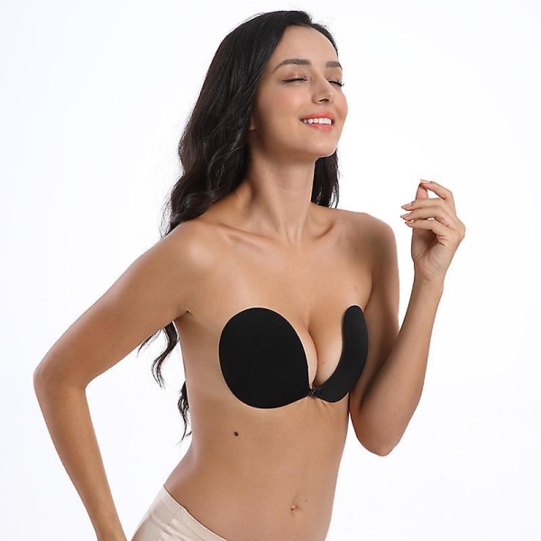 Adhesive Bra Strapless Sticky Invisible Push Up Fabric Bra Nipple Covers For Backless Dress Beige D