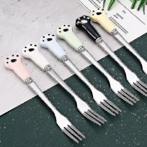5pcs Stainless Steel Fruit Fork Cute Fruit Dessert Fork Cat's Claw Cake Small Fork
