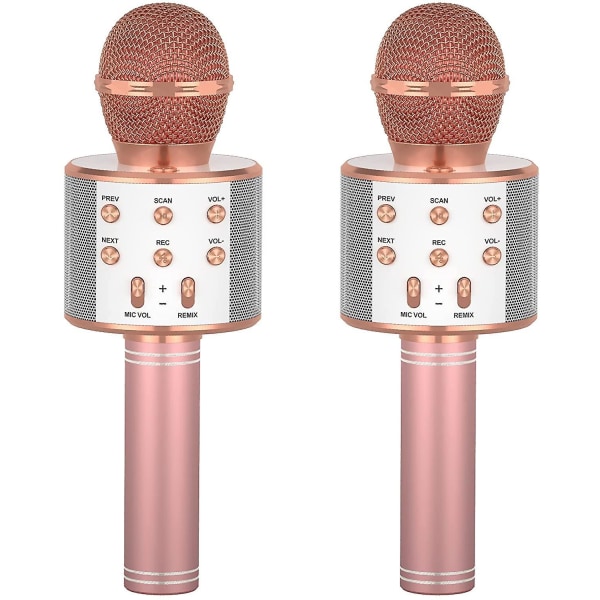 Two Wireless Microphones For Childrens Karaoke, Bluetooth Handheld Microphones, Childrens Gifts For Birthday Parties (2 Pink)