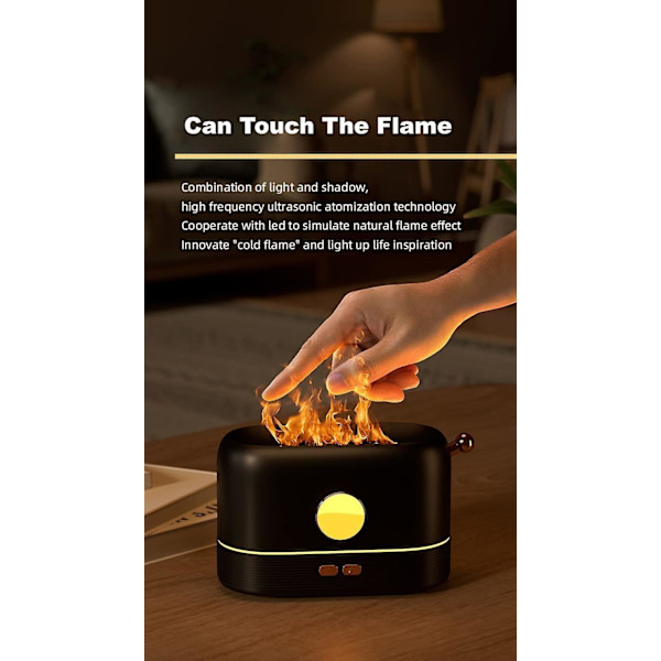 Flame Essential Oil Diffusers Aromatherapy Humidifier 200ml Air Purifiers Ultrasonic Aroma Diffuser 3d Flame Quiet Mist Water Vaporizerblack