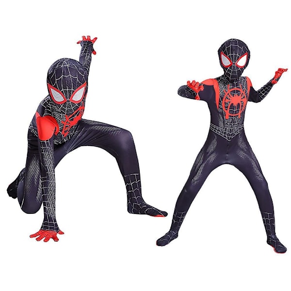 Lasten Poikien Hämähäkkimies Cosplay Puku Miles Morales Hämähäkkimies Asu Zentai Body Superhero Haalari Kids-XS-100cm