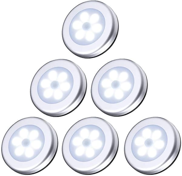 (6-pak) Bevægelsessensor Lys, Skabslys, LED Sensor Lys, Batteridrevet