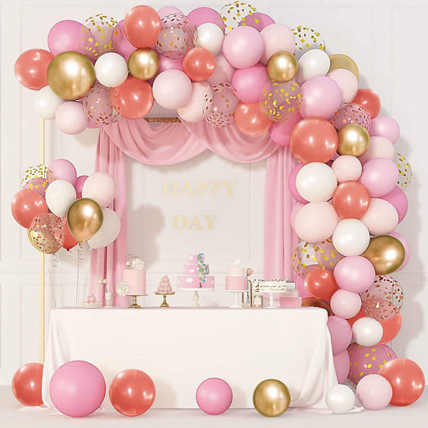 Ballon Guirlande Sæt Buer Pink Latex Sequin Ballon Festdekorationer