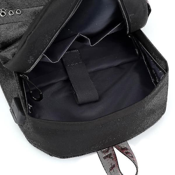 New Luminous Ub Rechargeable Backpack Tiktok Backpack Tiktok Ribbon Student Schoolbag Black 2