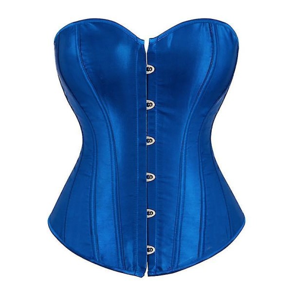 Dame Bustier Korset Top Sexet Lingerisæt Sort Satin Taljeformende BLUE 4XL