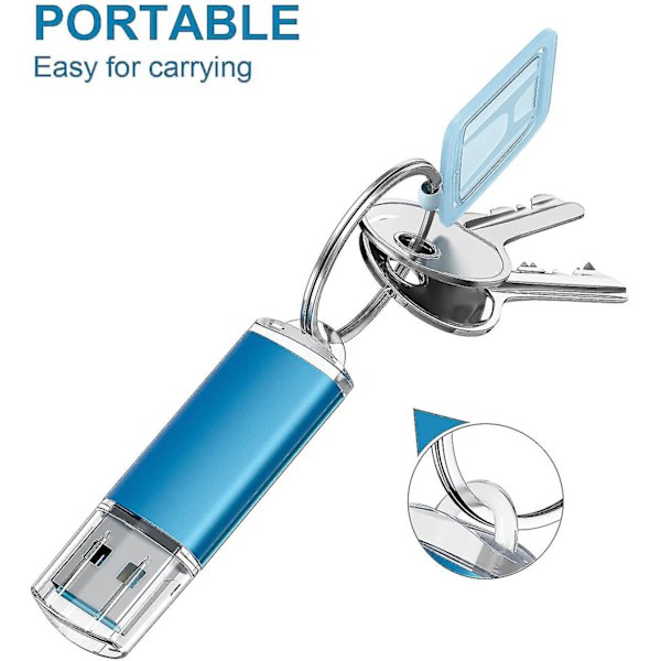 2 kpl 64 GB USB 3.0 -muistitikku, nopea 64 Gt:n muistitikku, hyppyasema, 64 Gt:n USB-asema, vetoketjuasema PC-tietokoneille, kannettaville tietokoneille, tableteille, televisioille, autostereoille (sininen