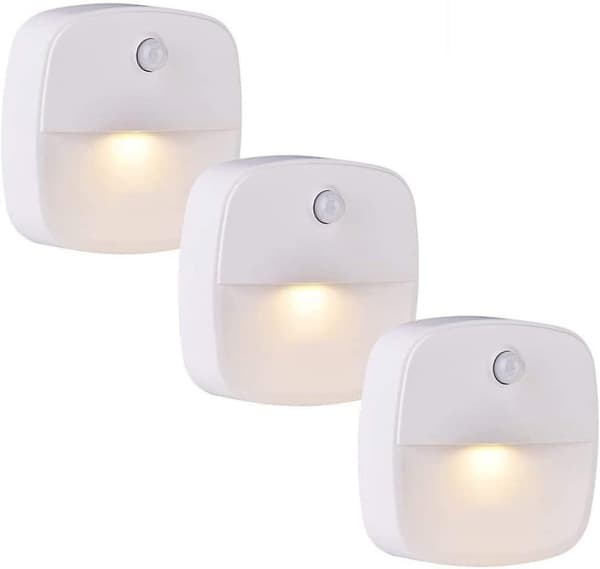 Led Stick-on Night Light,warm White,motion Light Sensor For Hallway,bedroom,kitchen,white-3pack Human Body Induction Night Light(5-e-d)