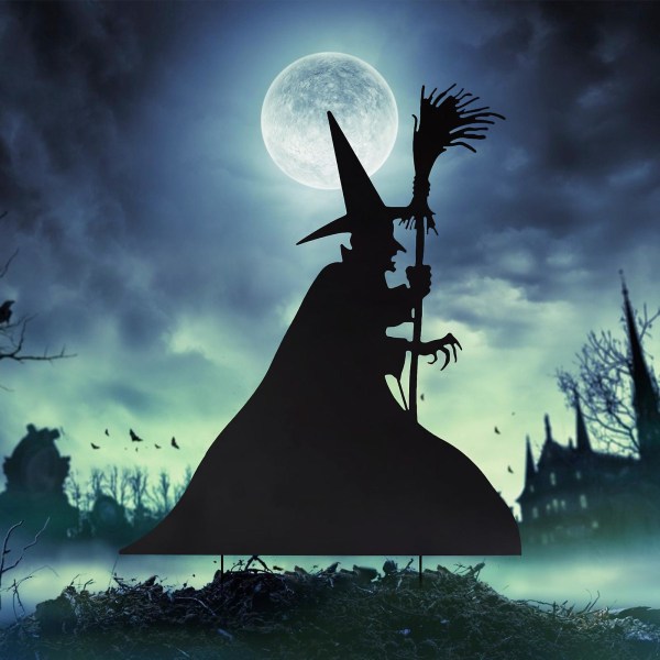 Creative Halloween Witch Silhouette Decorative Wall Art Horror Theme B