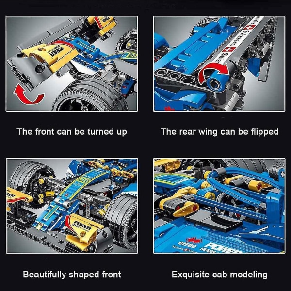 Højteknologisk Ekspert Super Speed Champions Bil Byggeklodser F1 Racerbil Model Klodser Børnelegetøj Bil Til Børn Drenge Gaver Blå Uden Æske