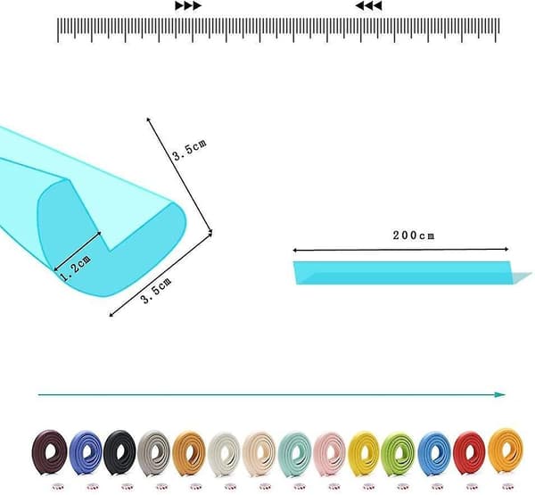 1 Piece 2m Long Protective Strip For Children's Table Corner Anti Collision Table Side White