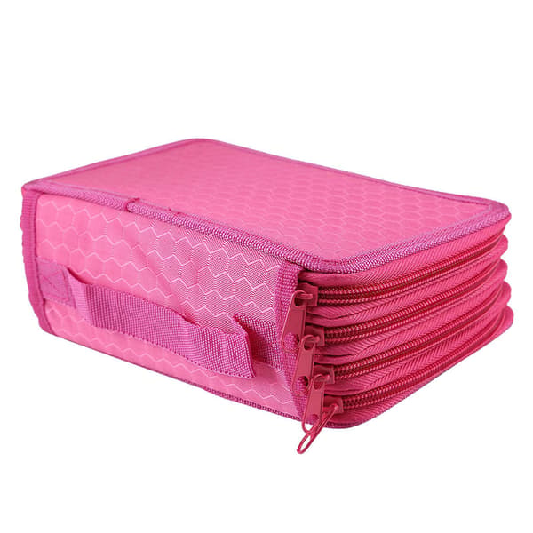 4 Layer Large Capacity Stationery Bag Pencil Case Pen Storage Box Organizer Rose Red