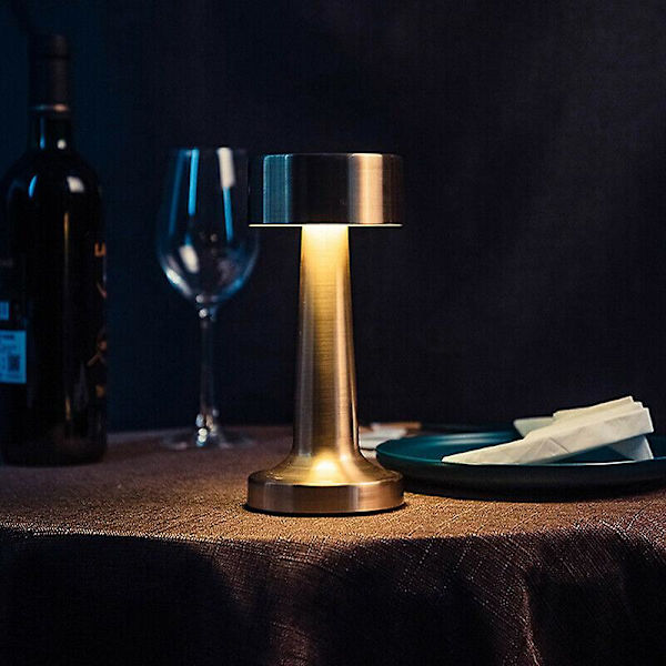 Rechargeable Led Table Lamp Touch Sensor Desk Light Bedroom Restaurant Bar Decor Silver Dumbbell