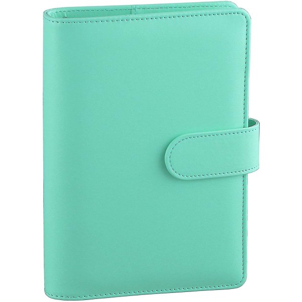 A6 Pu Leather Budget Binder Refillable 6 Ring Notebook Binder For A6 Refill Paper green