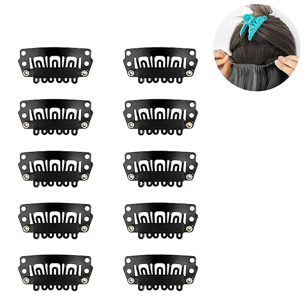 140 Stykker Clips Parykk Clips U Form Snap Clips Jern Metall Erstatning Black
