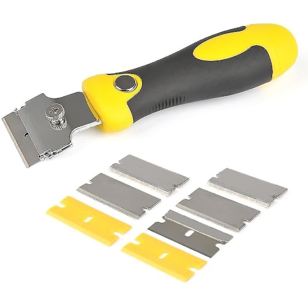 Adjustable Scraper Remove Carellage Glue With 8 Spare Blades Metal + M