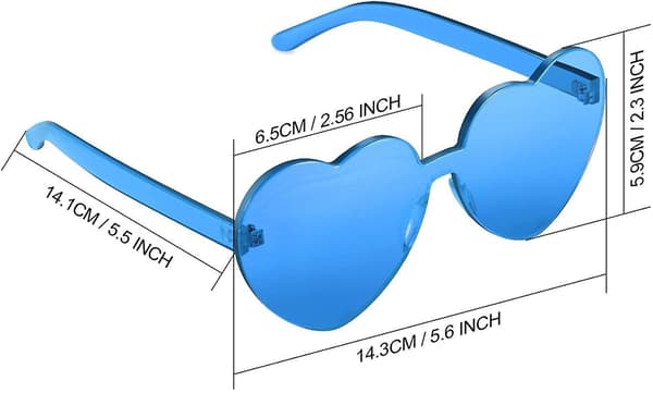 Hjerteformede solbriller, festsolbriller, slikfarvede solbriller Transparent Blue