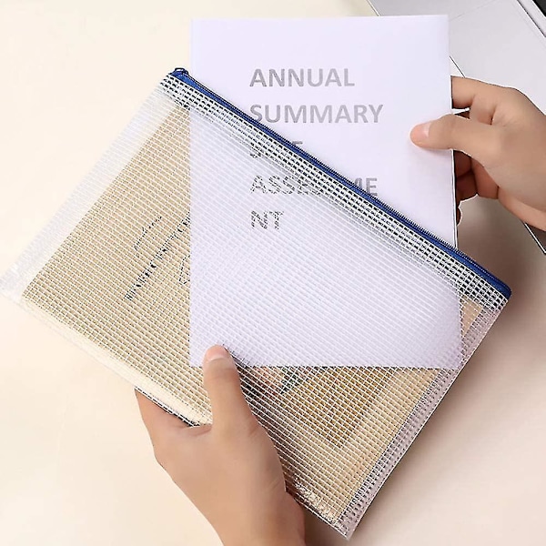 Document Pocket A3, 10 Pieces A3 File Zippered Pockets, Mesh Plastic Zippered