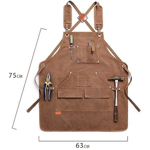 Tool Apron For Men With 6 Pockets,waxed Canvas Carpenter Apron,heavy Duty Canvas