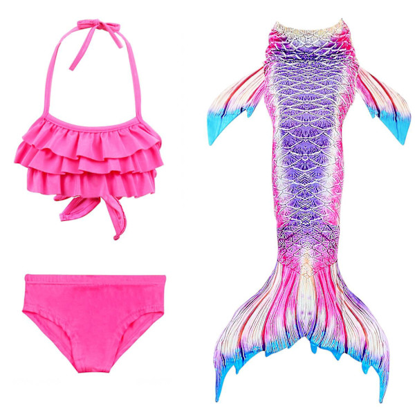 Børn Piger Havfruehale Bikini Sæt Badetøj Badedragt Svømmekostume Color 8 140