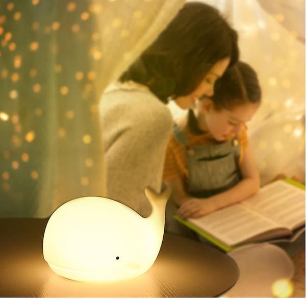 Whale LED Kids Night Light  USB Rechargeable Silicone  Room Lamp