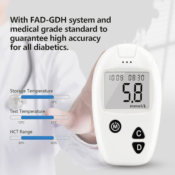 Blood Sugar Monitor Diabetes Testing Kit With 50 No Coding Test Strips 50 Lancets