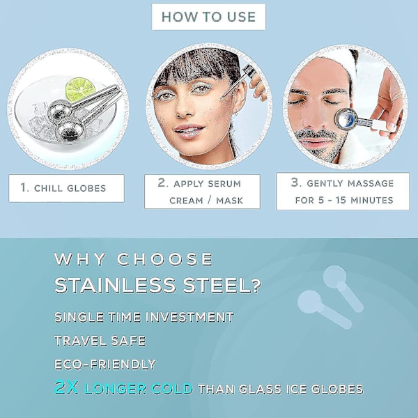 Ice Globes For Facials | Unbreakable Steel Massage Rollers For Face Neck