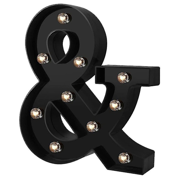 Nydesignede LED Bokstavlys 26 Alfabet Svarte Dekorative Markiselamper For Bryllupsfest and