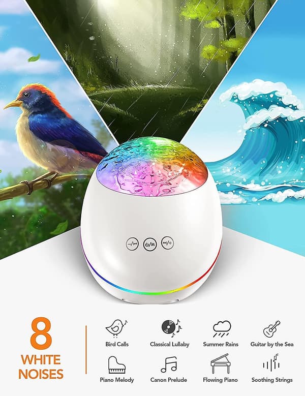 Galaxy Projector, Skylight Ocean Wave Galaxy Light For Adults Kids Bedroom, Star Projector Night Light With White Noise, Timer, Bluetooth Speaker, Coo White