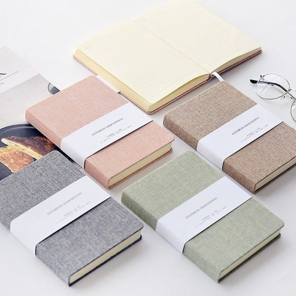 Blank and Grid Paper Notebook Linen Hard Cover 256 Pages Bullet 80 GSM Journal Planner Office School Supplies Stationery Light Green 32K Line   Blank