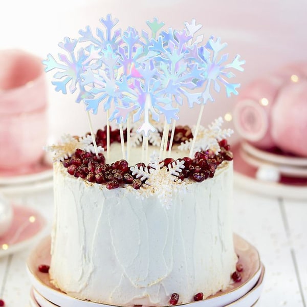 20/50pcs Cute Snowflake Cake Topper Cupcake Toppers For Christmas Baby Shower Wedding Party Glitter Cakes Decor Accessories BB244B04 20PCS