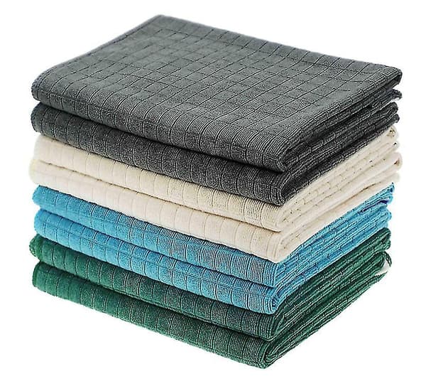 8 Pcs Household Floor Glass Cleaning Cloth, Microfiber Towel white