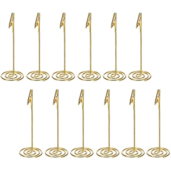 12 Packs Table Number Card Holders With Alligator Clip Photo Memo Holder Clips For Wedding Party Favor (golden)