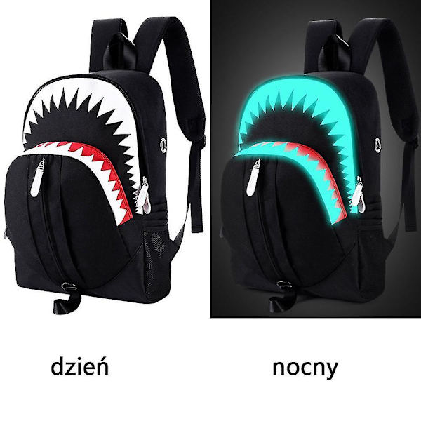 Luminous Backpack Male Shark Usb Backpack Men's Big Mouth Shark Function Backpack Student Bag Personality Backpack