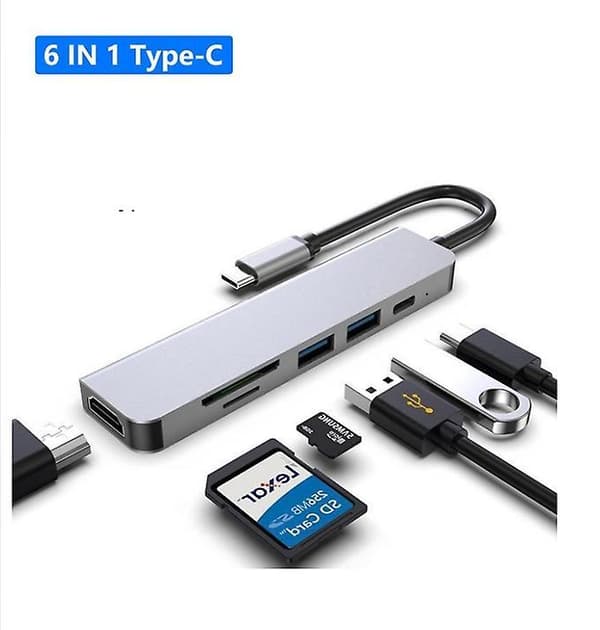 6 i 1 USB C til USB 3.0 HDMI-kompatibel Dock
