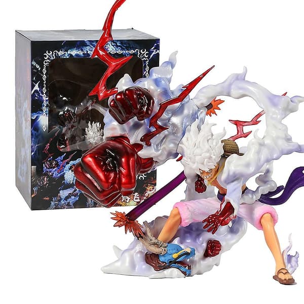 One Piece Solgud Nika Gear 5 Monkey D Luffy Battle Ver Samlefigur Modell Statue 28cm box