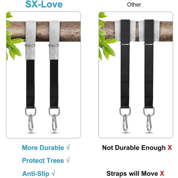Swing Connection Strap Set, 2 Protective Pads, 2 Carabiner Buckles, 1 Carrying Bag, Suitable For Swings And Hammocks (c)
