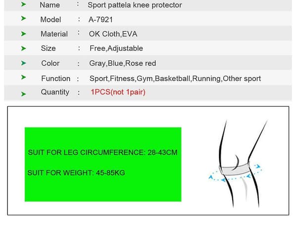 1 stk. Justerbar knepute knesmerte lindring Patella Stabilisator Støttefarge blå