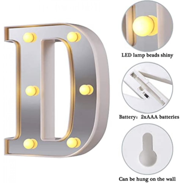 Led Marquee Letter Lights 26 Alphabet Light Up Letters Sign Perfect For Night Light Wedding Birthday Party Christmas Lamp Home Bar Decoration B09 D